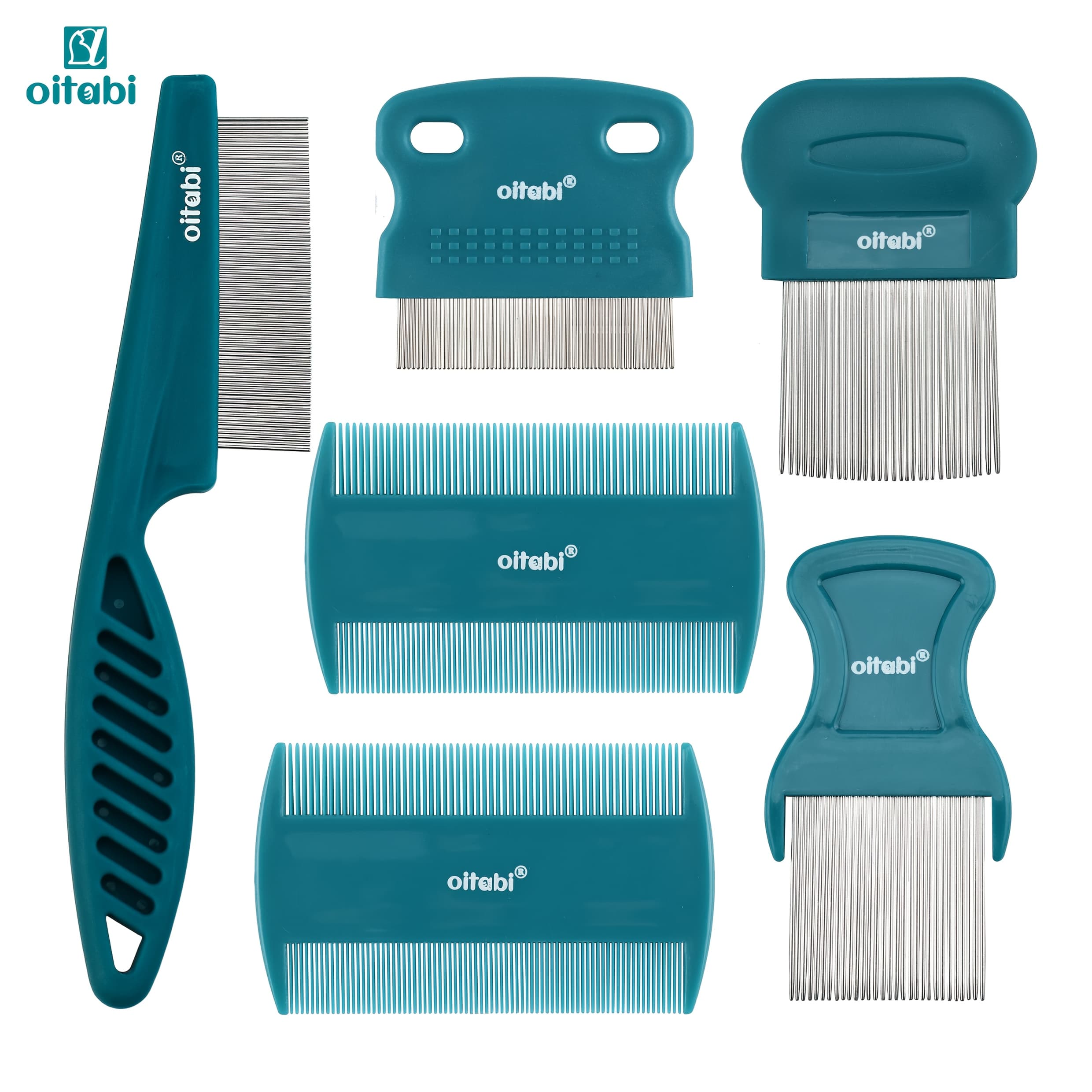 TEMU Oitabi 3/4/5/6pcs Flea Comb, Stainless Cat Grooming Combs With Rounded Teeth, Double Sided Professional Pet Tear Stain Remover, Dematting Tool For Small, Medium & Large Pets