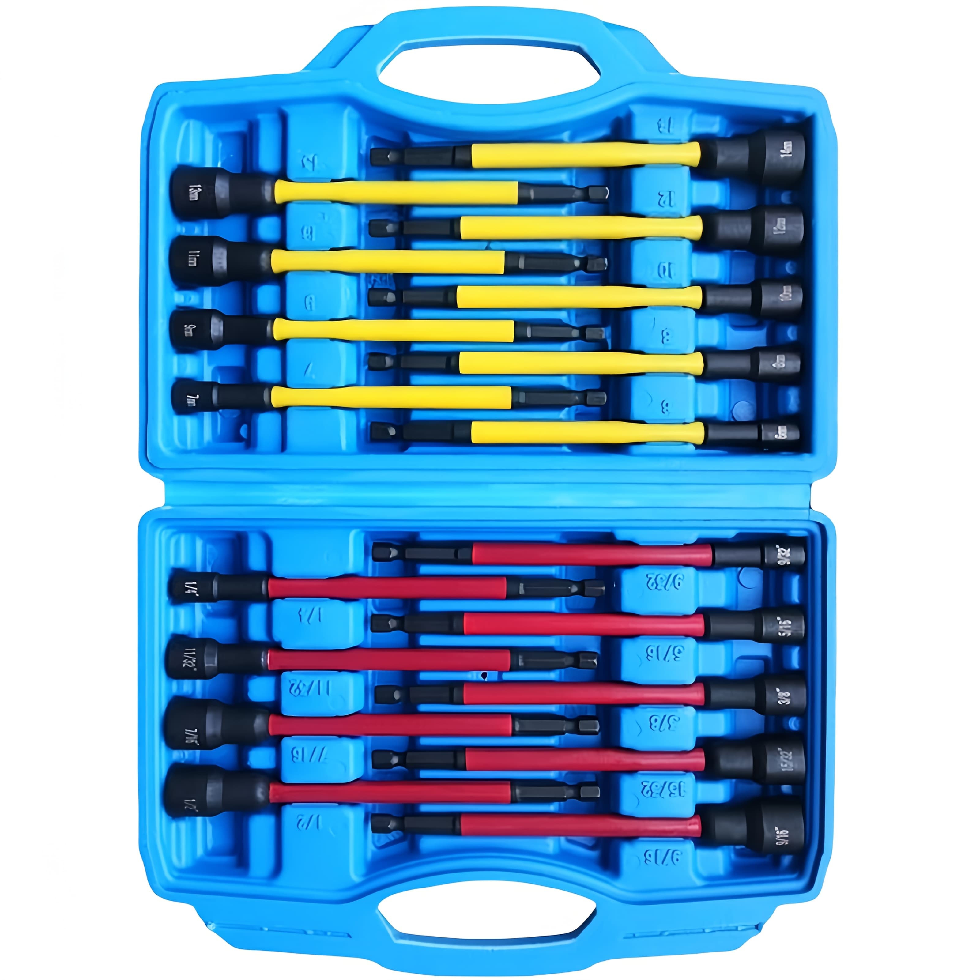 TEMU 18pcs Magnetic Nut Driver Set, Impact Extra Long Nut Screwdriver Bit | Sae & Metric | 1/4 Inch Hex Shank | Cr-, For Daily Use, Repair, Holiday Party Gifts.