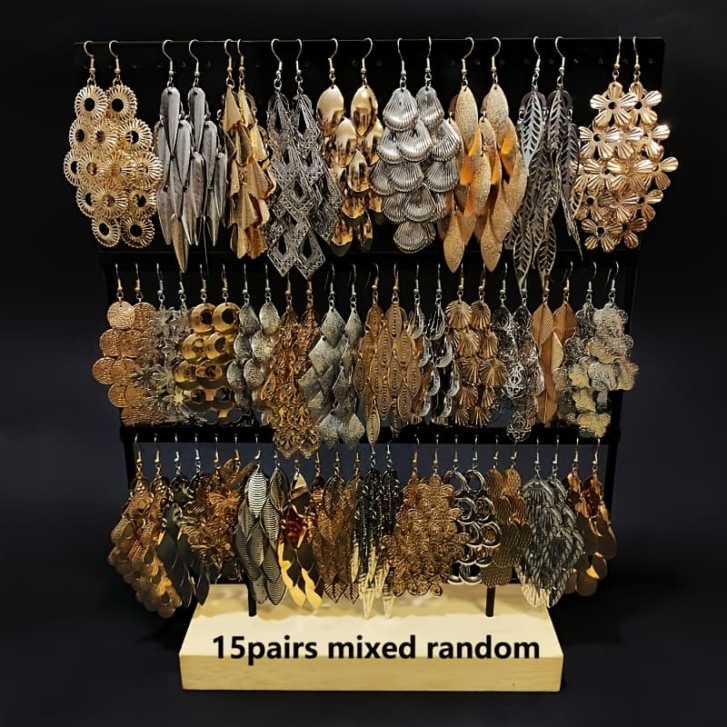 TEMU 6/8/12/15pairs Wholesale Fashion Elegant Sparkling Long Tassel Earrings, Floral Leaf Geometric Ear Drops, Party Matching Women's Jewelry, Suitable For Party Gifts Best Gift For, Random Style