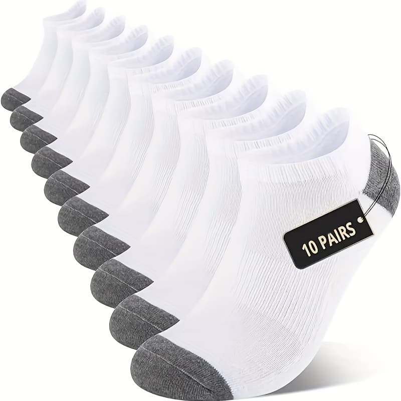TEMU 10 Pairs Of Men's Short Socks, Shock-absorbing, Moisture-wicking, Low-top Comfortable Casual Socks, Running Sports Socks, Thin Short Socks, Anti-odor