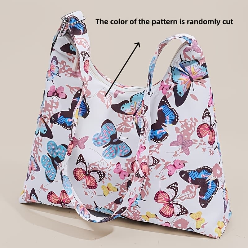 TEMU Women' Adjustable Strap Crossbody Bag Suitable For, & Travel - Minimalist Print Nylon Handbag With Zipper Closure,