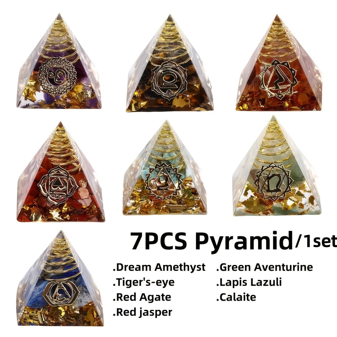 TEMU 1pc/7pcs Per Set - Pyramid - Natural Crystal Generator, Indoor Decoration, A Christmas Gift For Crystal Enthusiasts