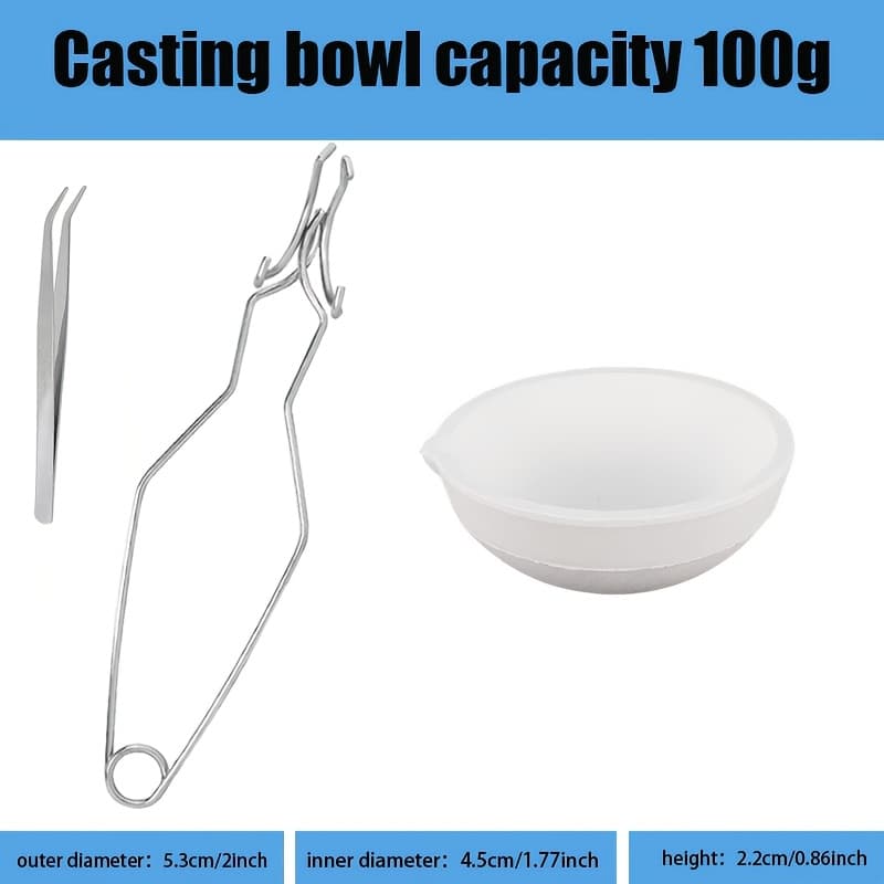 TEMU 3 Piece Crucible Set For Melting Metal, With Pointed Tweezers, Used For Metal Casting, Melting Golden, Silvery, Copper, Jewelry Making Tools 100g/250g/500g/750g/1000g