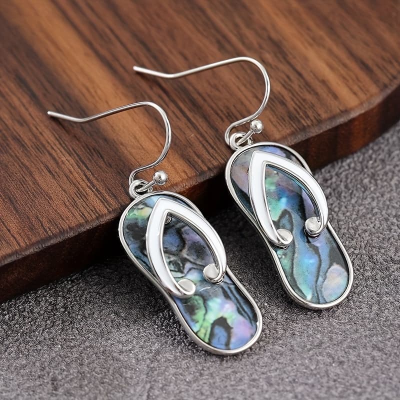 TEMU Colorful Slippers Pendant Earrings, Silvery Copper, Bohemian Ethnic Style Women's Earrings, Perfect For Daily Wear And Party Jewelry Accessories, Gift For Her