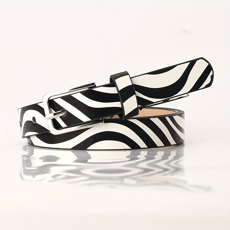 TEMU Women's Belt Individual Leopard Print Belt Thin Trendy Fashion Versatile Trousers Zebra Pattern Decorative Waist Belt