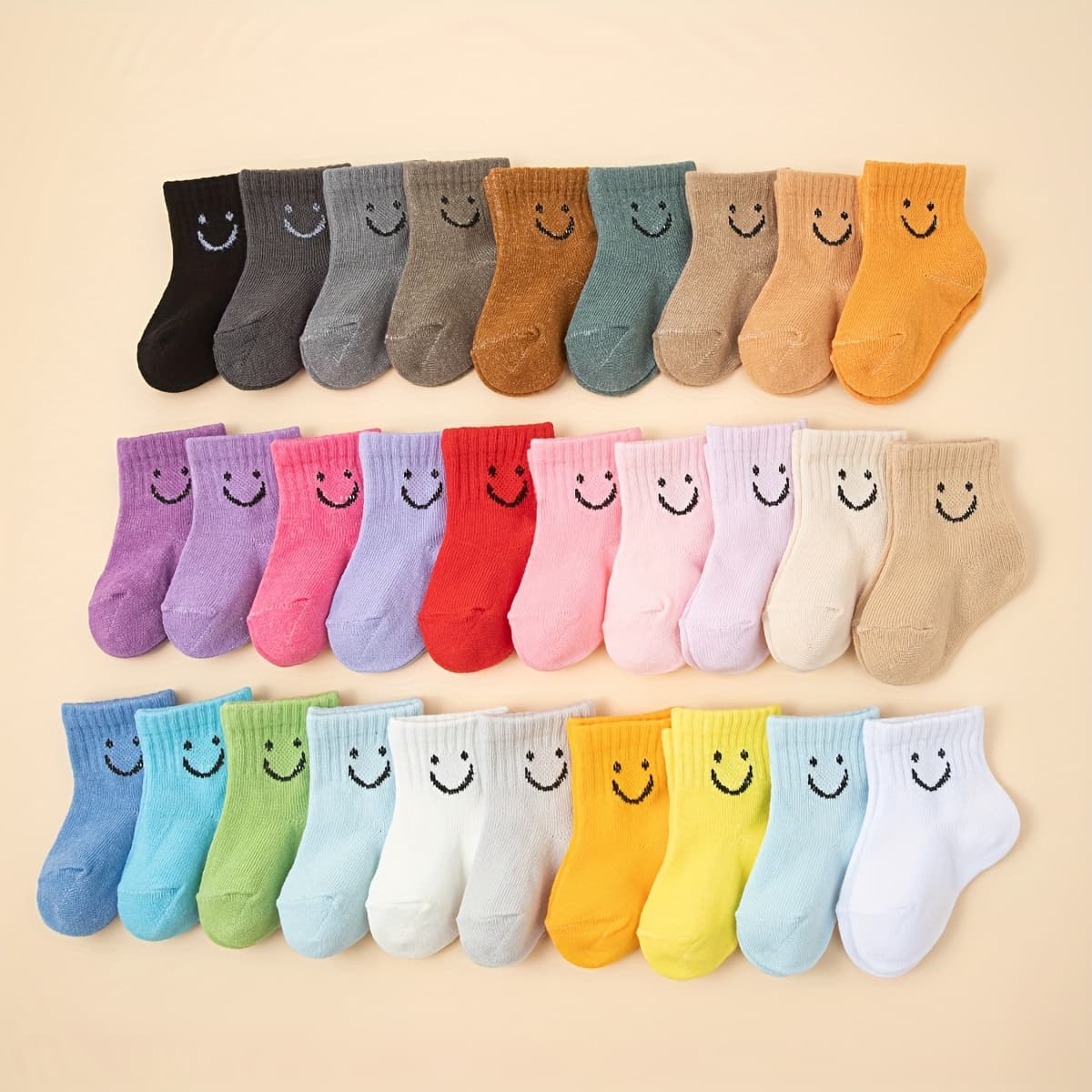 TEMU 10 Pairs Infant Baby Random Color Elastic Crew Socks