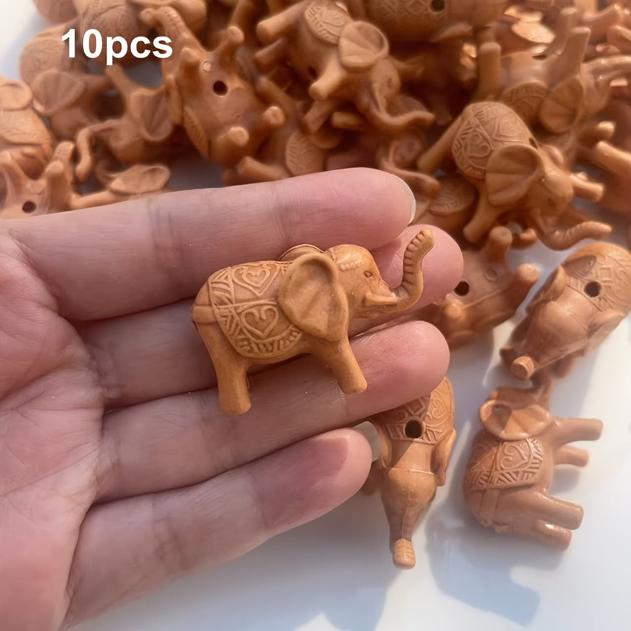 TEMU 10pcs Handcrafted Acrylic Elephant/horse Beads, Carved Charm Beads For Diychains, Bracelets, Amulets, Decorative Craft Beads