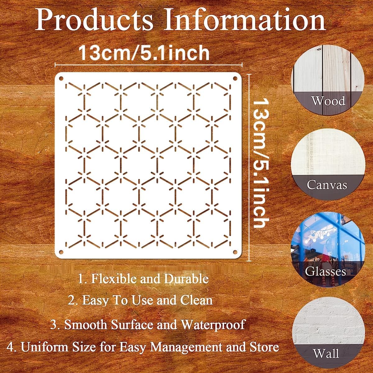 TEMU 32pcs Of Stencils, 13 Cm Reusable Geometric Embroidery Patterns For Coasters, Fabric, Canvas, Home Decoration, Handmade Quilting, And Embroidery
