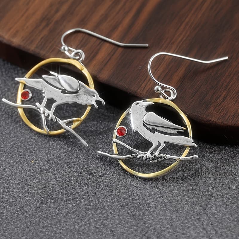 TEMU Mysterious Silvery White Dangle Earring, Inlaid Red Synthetic , Vintage Gothic Women's Earrings, Copper Products, Suitable For Daily Party Jewelry Additions, Unique Gifts