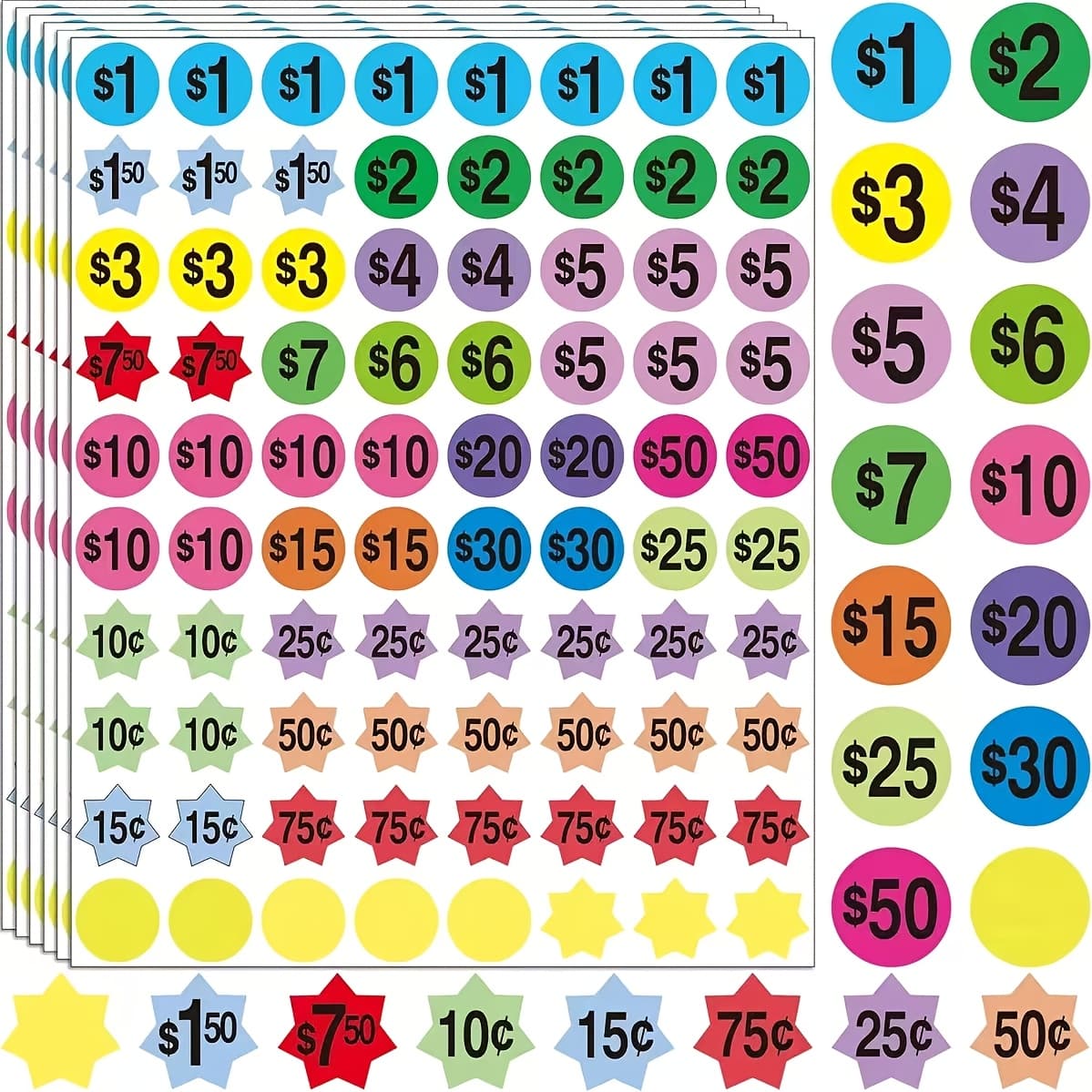 TEMU 5 Sheets/400pcs Vibrant Price Tags | 3/4" Round, Shiny End, Disposable Paper Labels For Garage &