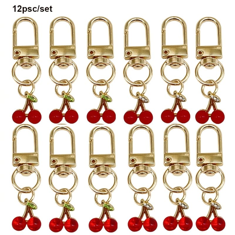TEMU 12pcs/set Cherry Keychain Alloy Keychain Chain Bag, Backpack Pendant, Car Pendant, Friend Gift