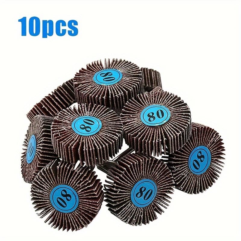 TEMU 5/10pcs 80 Grit Sanding Flap Wheel Discs With 3.0mm Shank For Rotary Tools - Perfect For Shutter Polishing And Grinding