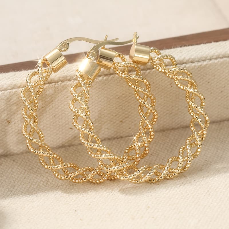 TEMU Vintage Copper Material Hollow Out Hoop Earrings Fine Jewelry - Perfect Gift For Her