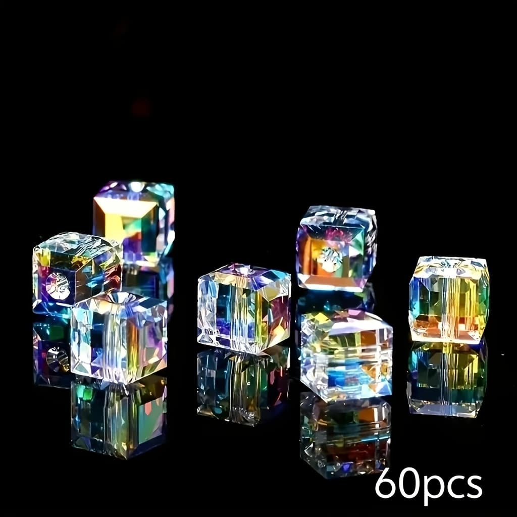 TEMU 60pcs Multicolor Sparkling Artificial Spacer Beads 4/6/8mm For Making - Bracelets, Necklaces, Earrings Craft Supplies For Small Business & Crafters, Beads For Jewelry Making, Necklace Components