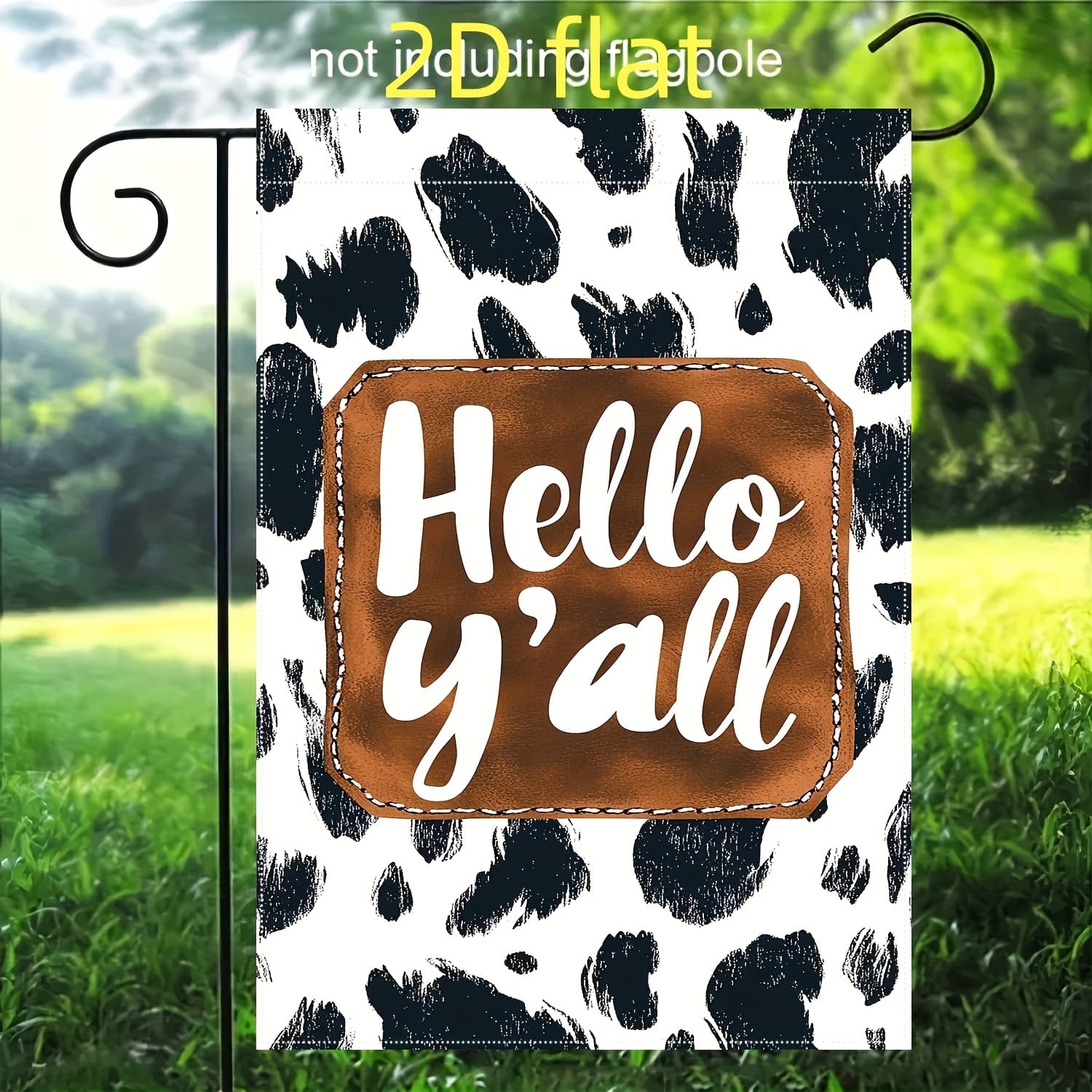TEMU 1pc ''all' Cow Print Garden Flag- Character, Outdoor Decoration Banner, No Electricity Required, Cow Decoration