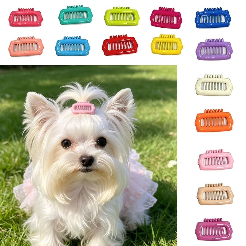 TEMU Set Of 5 Random Color Hair Clips For Maltese And Yorkshire, Featuring Glossy