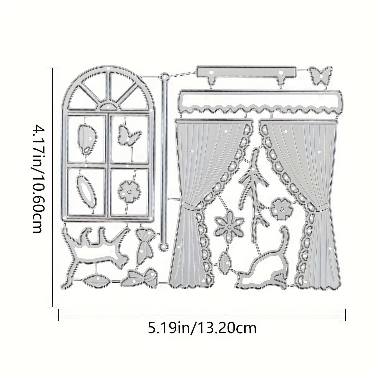 TEMU Window And Curtain Cutting Dies For Paper Crafting, Embossing, Card Decoration, And Projects, Including Intricate Designs And High- For Craft Lovers
