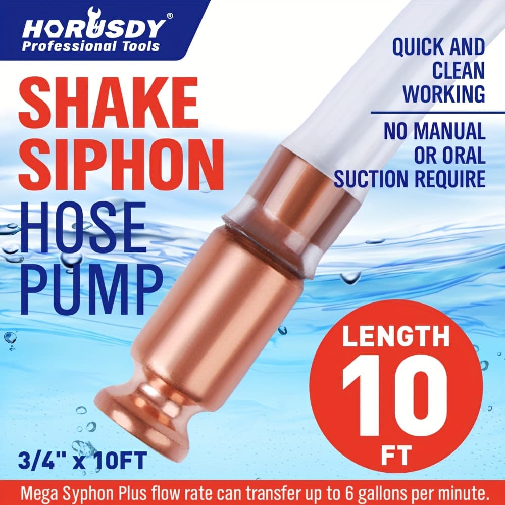 TEMU Horusdy Mechanical Gas Siphon 10ft Siphon Pump Copper 3/4" Valve Grade Tubing Safe Durable & Effortless Extraction