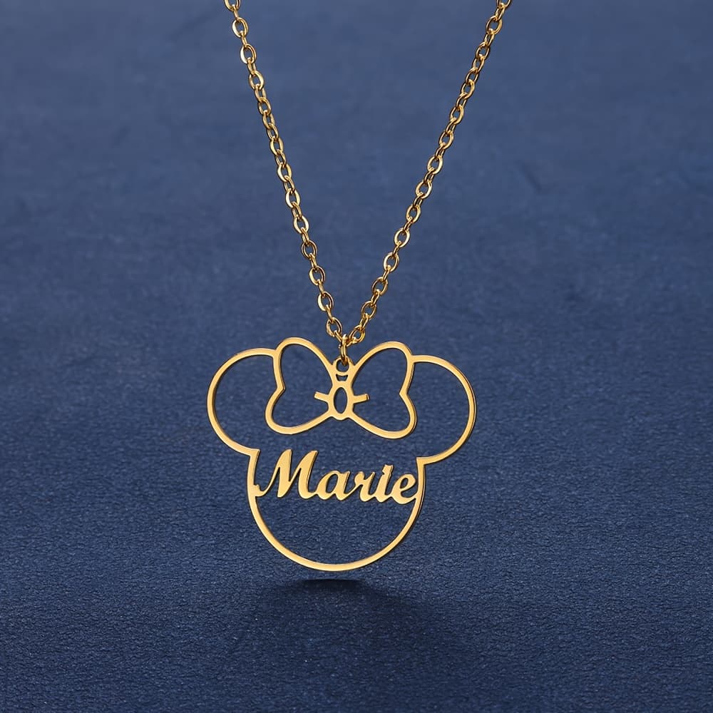 TEMU 1pc Women's Pendant Necklace, Personalized And Customizable With Cartoon Pattern Name