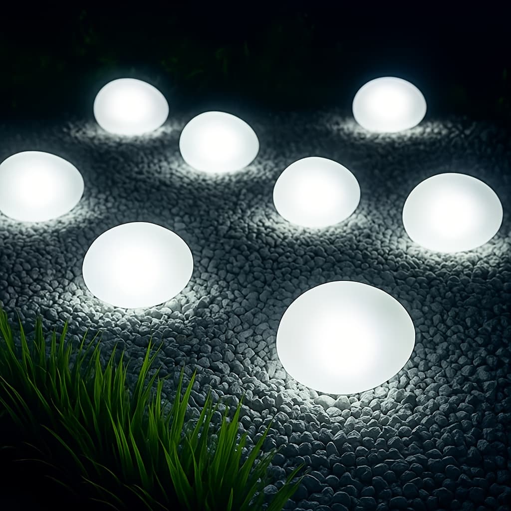 TEMU 4/6pcs Of Pebble Lights, Lights, Landscape Lights, Suitable For Outdoor Indoor Lawn, , Swimming Pool, Wedding, Dinner, Festival Decoration, Ip45