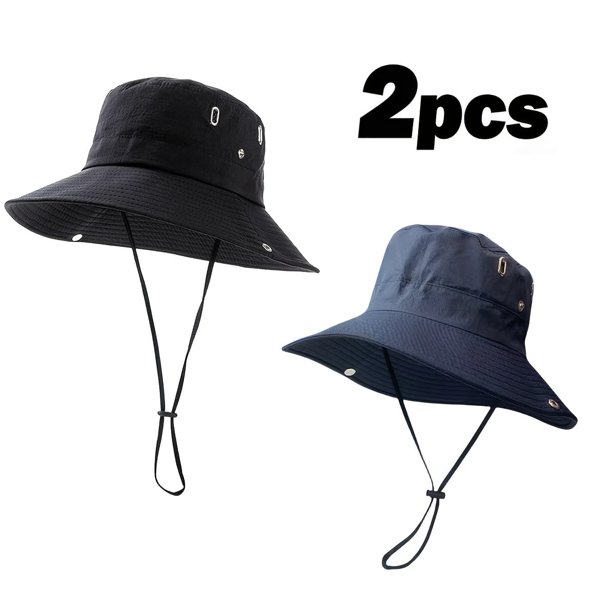TEMU 2-pack Outdoor For Sun Hats For Men And Women, Wide Brim Boonie Bucket Hat With Neck Flap For Sun Protection, Foldable For Hiking, Fishing, Camping, Beach, Summer