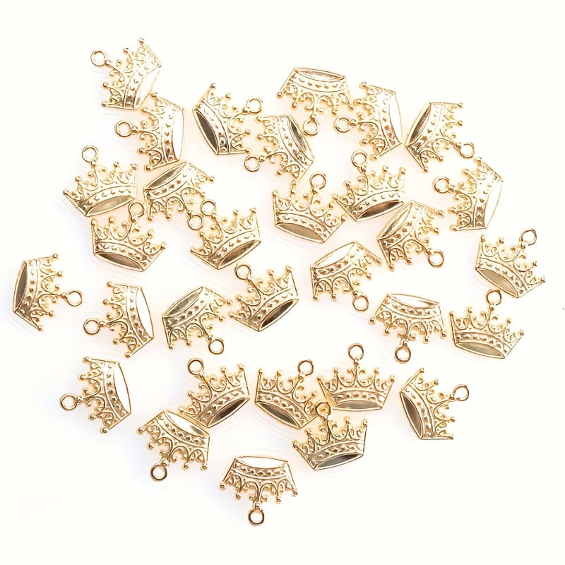 TEMU 30 Mini Crown Pendants - Vintage Metal Additions (for Necklaces, Earrings, Or Zipper Decoration Materials)