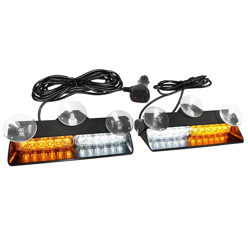 TEMU 24led Emergency Dash Lights | 2 In 1 Interior Windshield Safety Flashing Lights With Suction Cups For Snow Plow, Trucks, , Car - Applicable, 12-24v Power, Lights, Without Battery