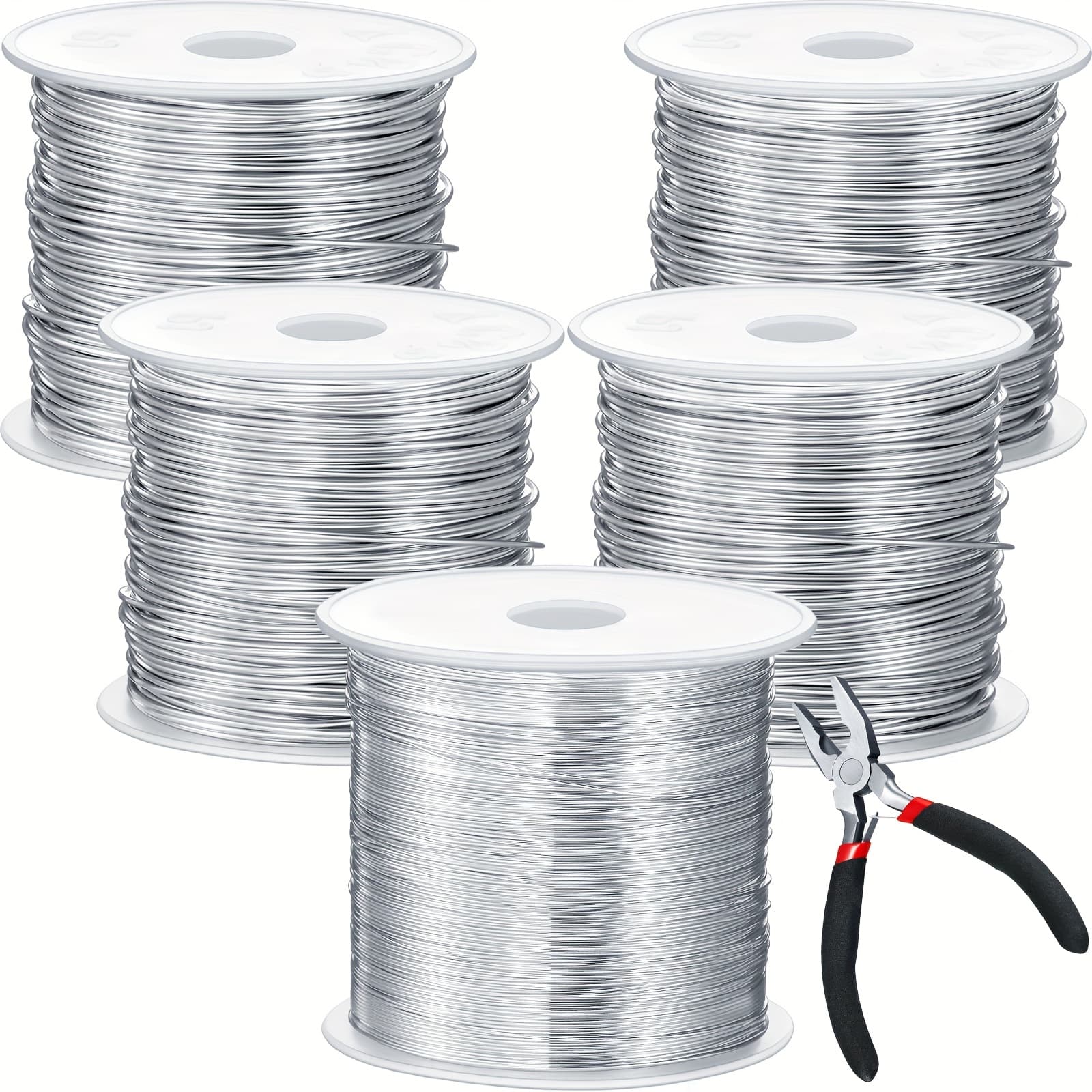 TEMU Set Of 5 Rolls Of Jewelry Wire In Sizes 18, 20, 22, 24, And 26 Gauge, Made Of Copper. Ideal For Crafting, Beading, And Sculpting With Pliers (silvery-colored)