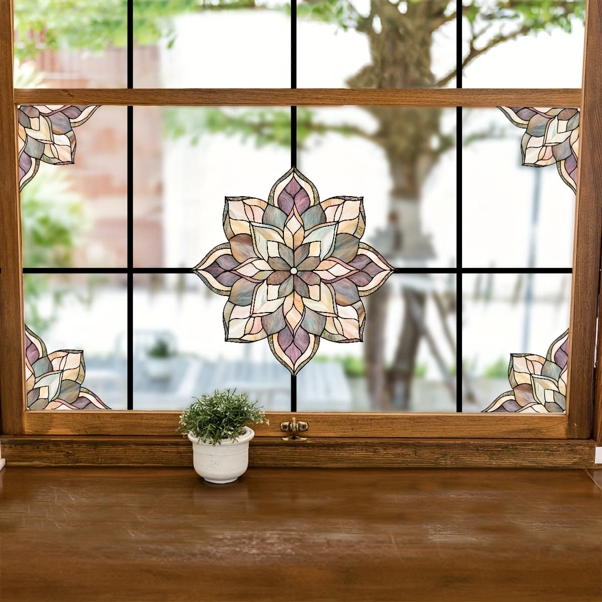 TEMU 1pc Classical Floral Pattern Pvc Window Film, Glass Sticker, Decorative Window Cling, Suitable For Living Room, Bathroom, Office