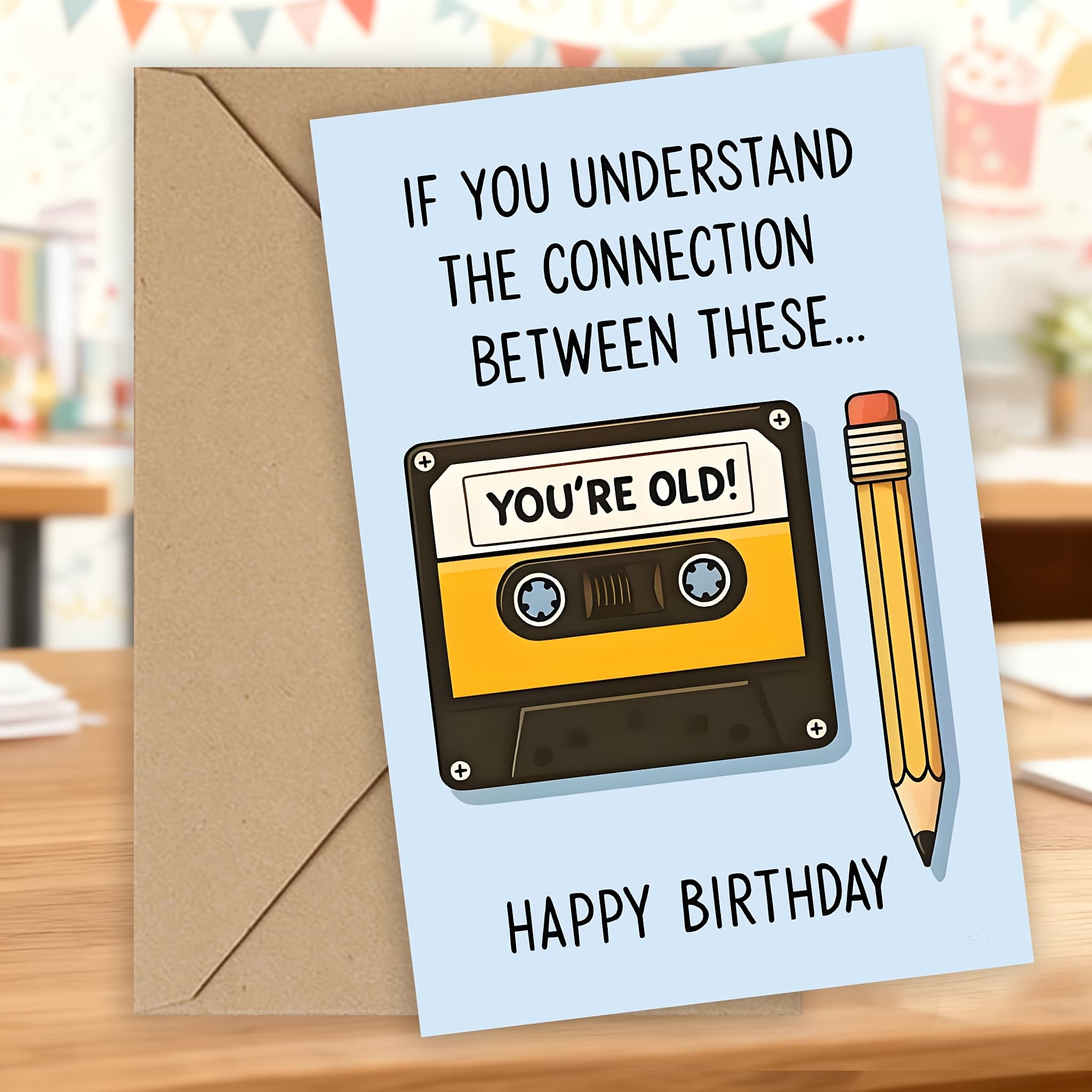 TEMU 1pc " & Laugh" Retro Cassette Birthday Card, Tape & , Nye Last-milestone Gift, For 80s-90s Nostalgic Bestie