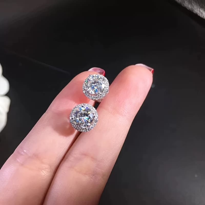TEMU 2pcs/set Hypoallergenic Stud Earrings, Luxurious Stones Wedding Earrings Silvery Earrings For Women Men, Perfect For Thanksgiving