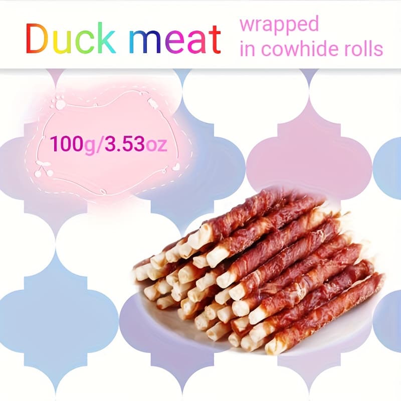 TEMU Long-lasting Beefhide Dog Treats | Chicken & Duck | Teeth Cleaning & Boredom Relief