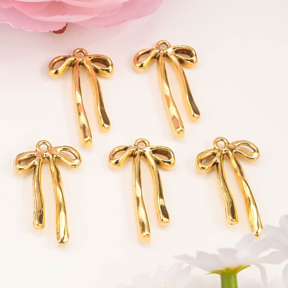 TEMU 13pcs Thick Bowknot Pendant Alloy Charm Bow Ribbon Shape Pendants Additions Beads, Jewelry Supplies Chain Ornaments, Pendants Jewelry Additions Making - Suitable For Bracelets, Earrings