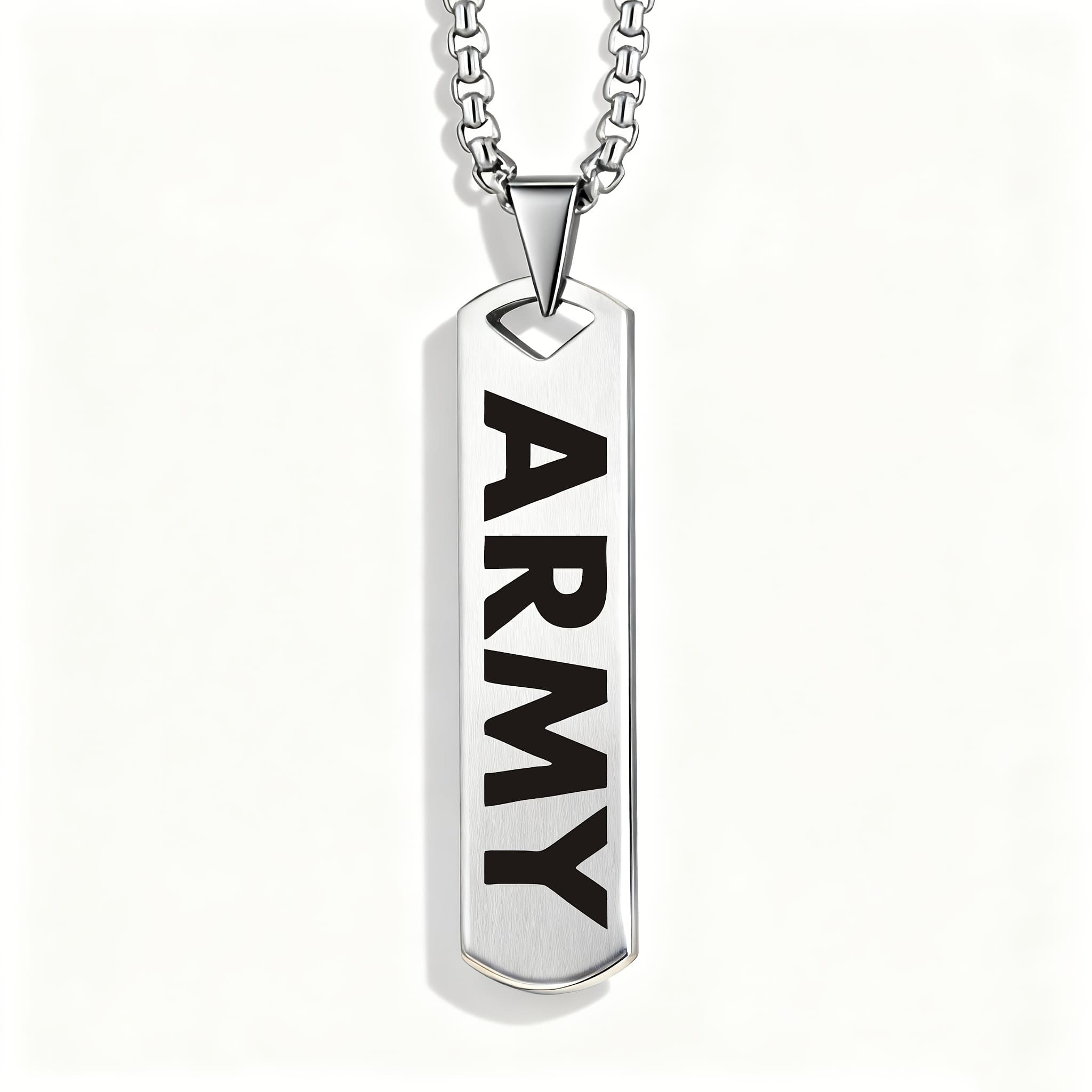 TEMU Army" Military-style Stainless Steel Pendant Necklace, Featuring A Versatile And High-end Design. A Jewelry Gift Perfect For During Holidays