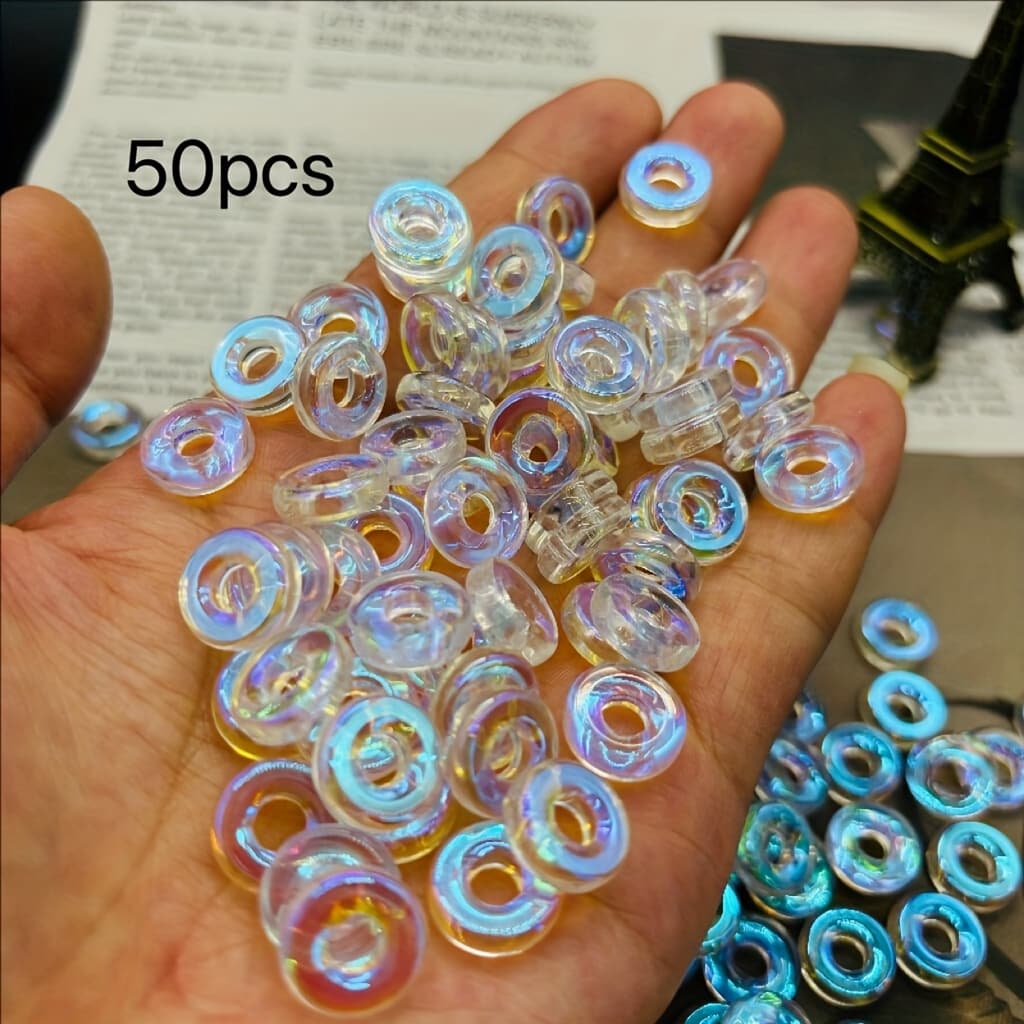 TEMU 13mm Round Glass Spacer Beads With Large Holes, Shiny Glass Beads For And Bracelet Making Accessories