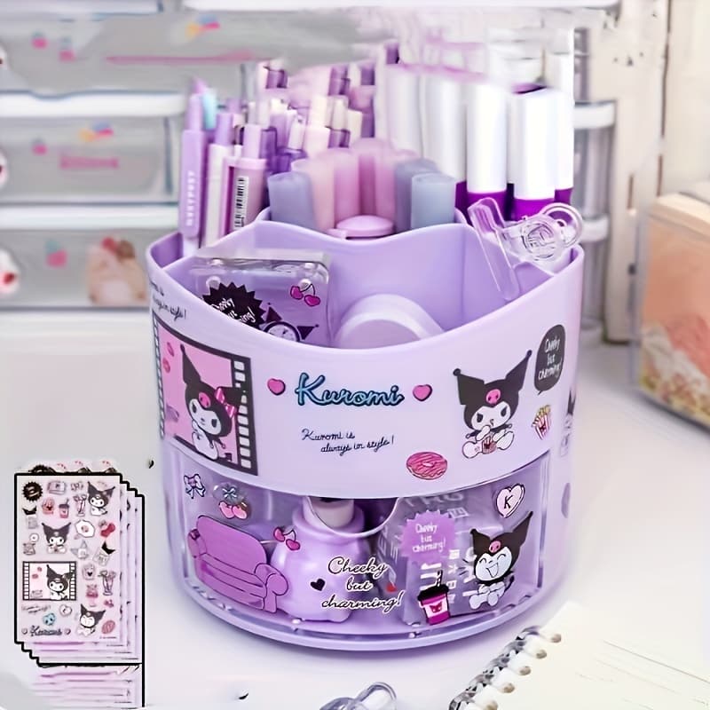 TEMU 1pc Kuromi, My Melody Rotating Pen Holder - Desktop Storage Box, Suitable For Pens Makeup Brushes, Perfect For