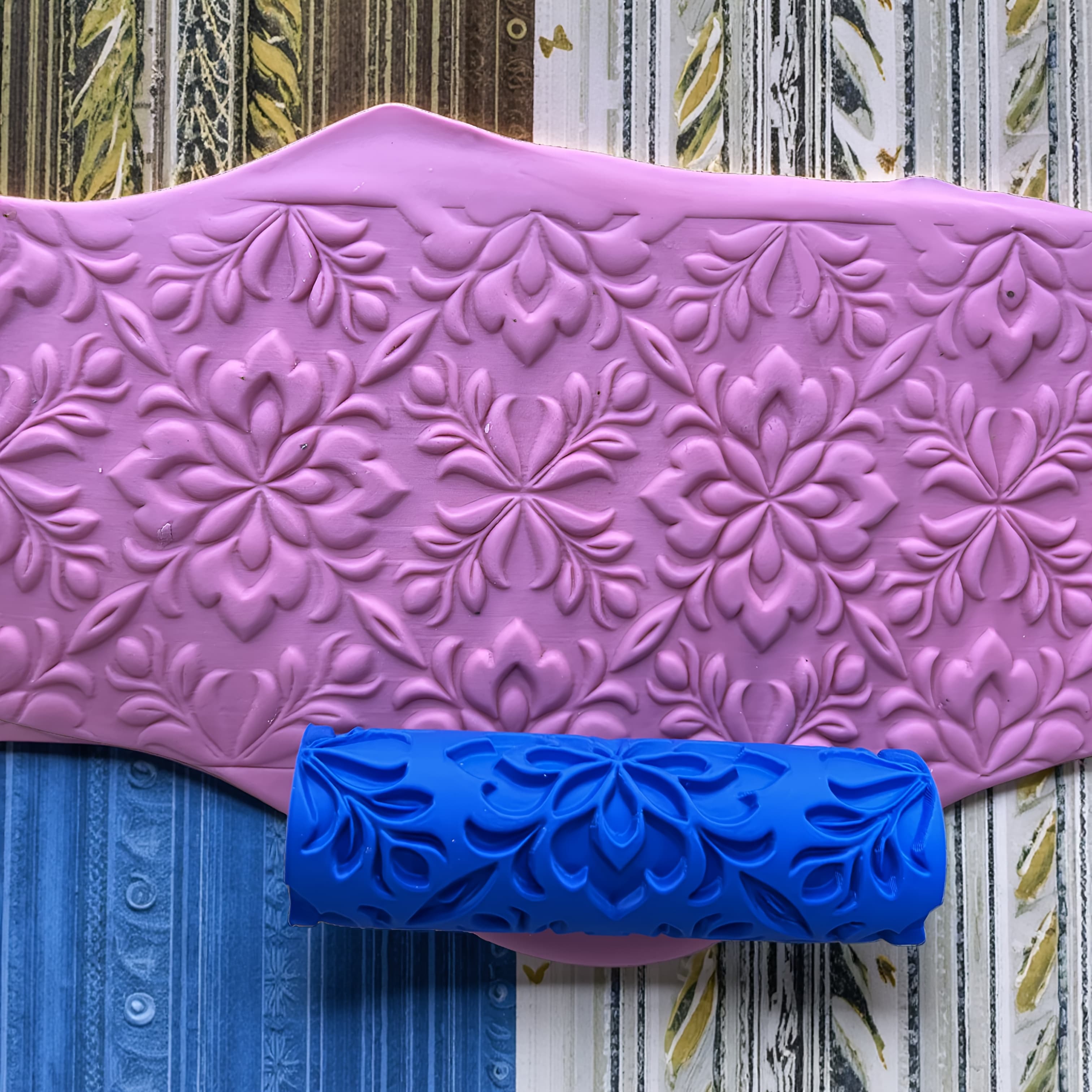 TEMU A 3d-printed Rose Roller Designed With A Textured Clay Surface Featuring Lovely Floral Designs, Ideal For Enhancing Ceramics And Polymer Clay, As Well As For Flower-themed Utensils, Plates