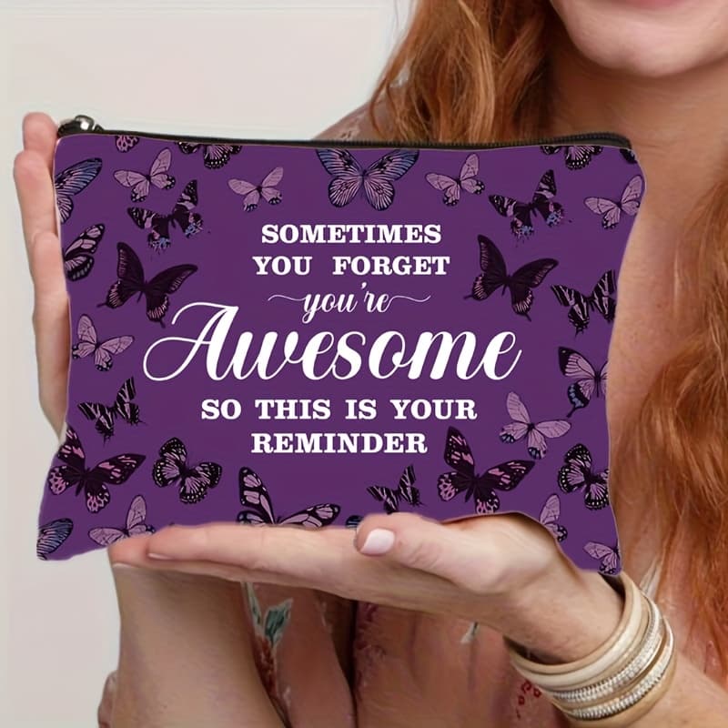 TEMU 1 Purple Makeup Bag, A Purple Gift Makeup Bag, Purple Women's Gift Accessory, Zippered Makeup Bag, Travel Makeup Bag, Suitable For Travel, Vacation, Business, Fitness, Camping, And Outdoor Use