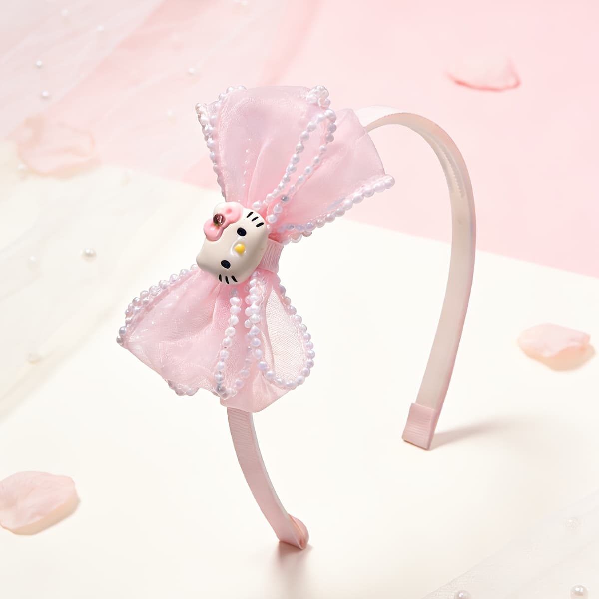 TEMU 1 Mesh Series Hello Kitty Bow Headband, A Cute And Trendy Cartoon Hair Accessory, Colorful And Fashionable, Suitable For Daily Wear, Back-to- Gifts, Valentine's Day, , And Birthday Party Outfits