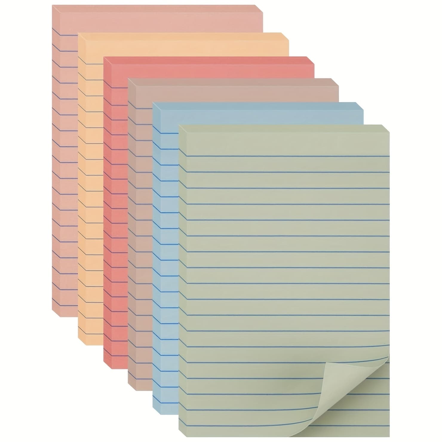 TEMU 80 Sheets 4x6 Inch Lined Sticky Notes With Vintage Pastel Colors - Super Sticky Ruled Memo Pads For Office, Home, School, Kitchen & Bathroom Organization