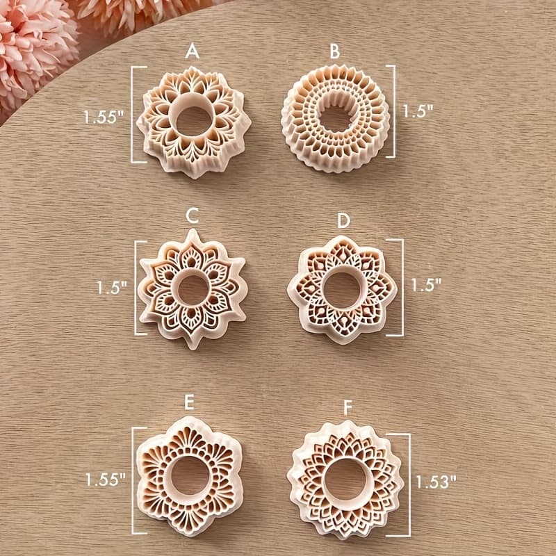 TEMU 6pcs Mandala Round Frame Polymer Clay Cutter Jewelry Making Clay Tools, Clay Molds