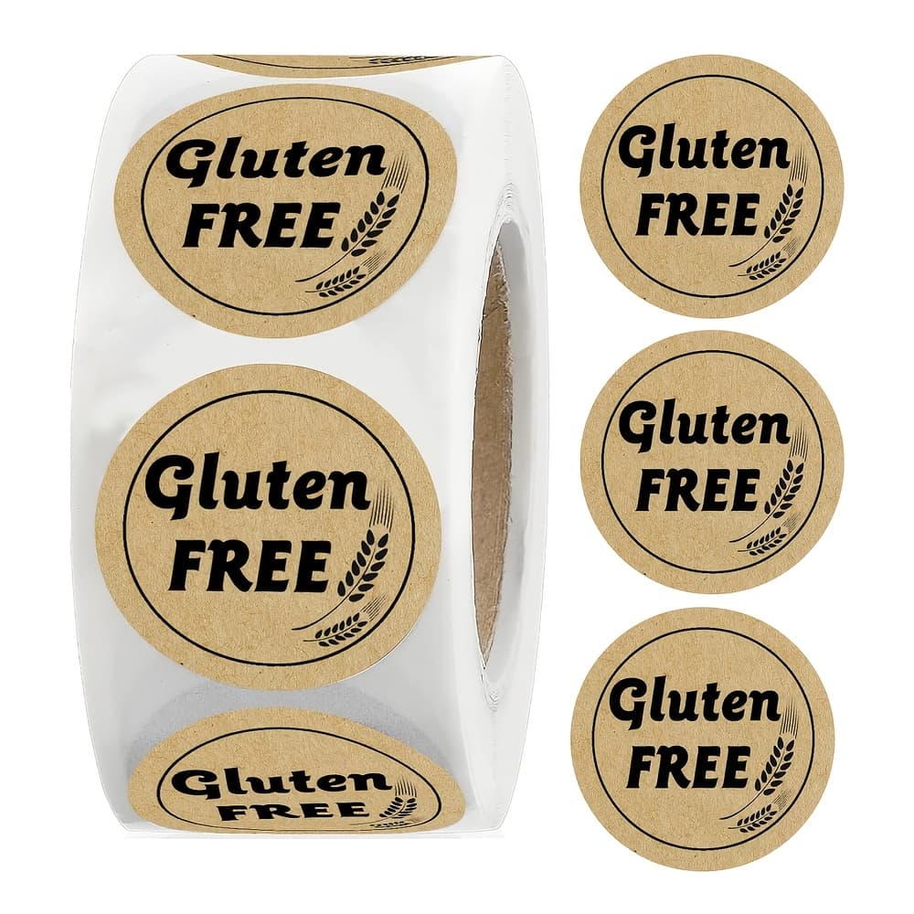 TEMU 500pcs 1-inch Gluten-free Brown Labels, Round Stickers For Food Retail Packaging