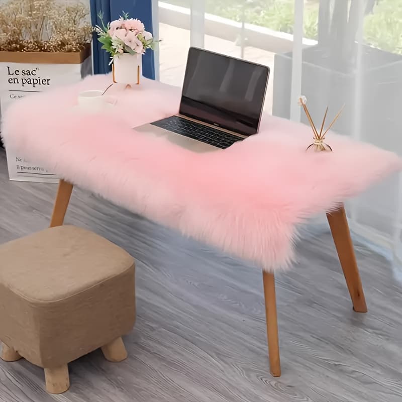 TEMU Pink Long-haired Decorative Table Mats, Suitable For Occasions Such As Table Runners And Furniture Pads, Easy To Clean