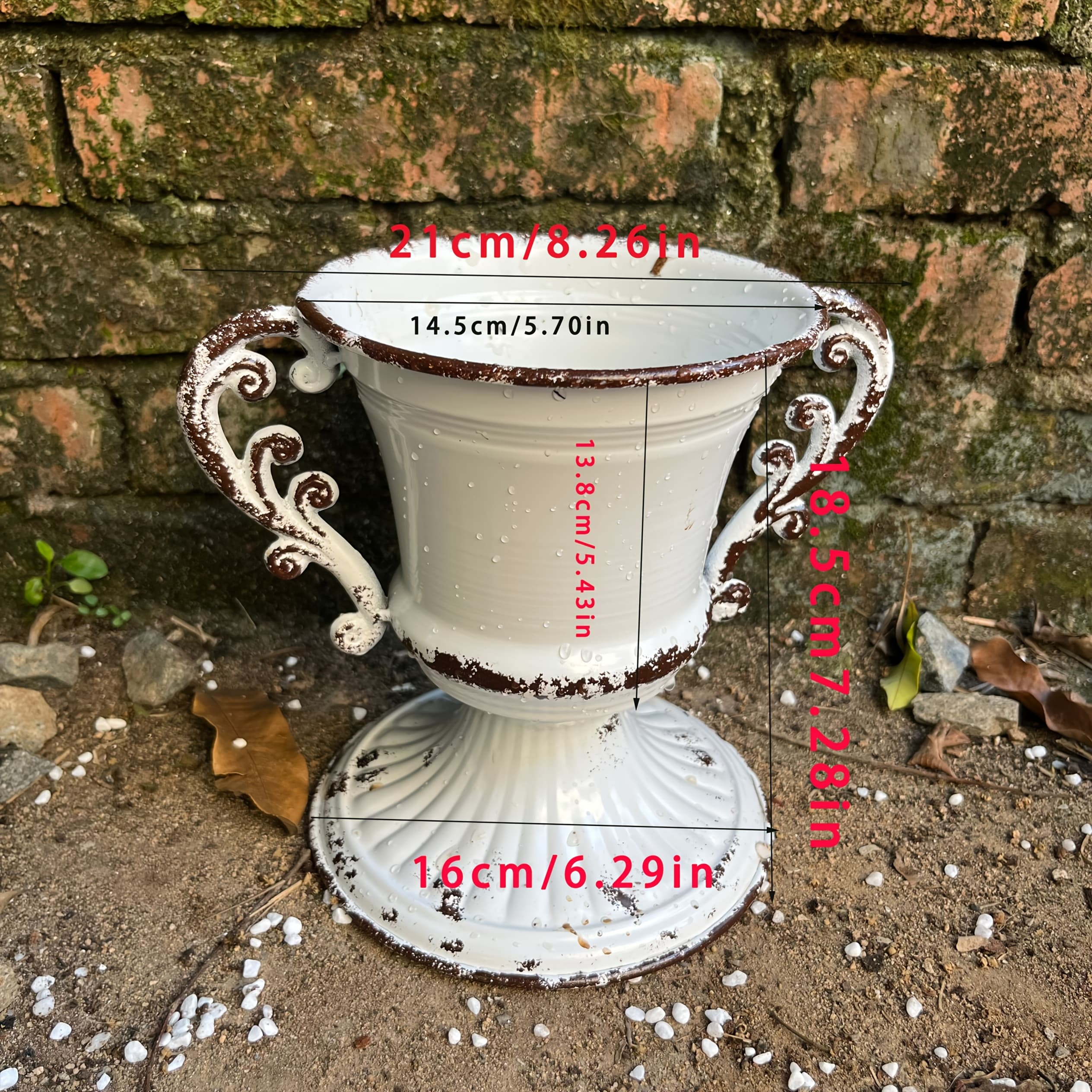 TEMU Cast Iron Trophy Flower Planting Flower Pot Container Wrought Iron Old Drainage Hole Outdoor Garden Flower Vase Flower Stand Gardening Gift Home Decor