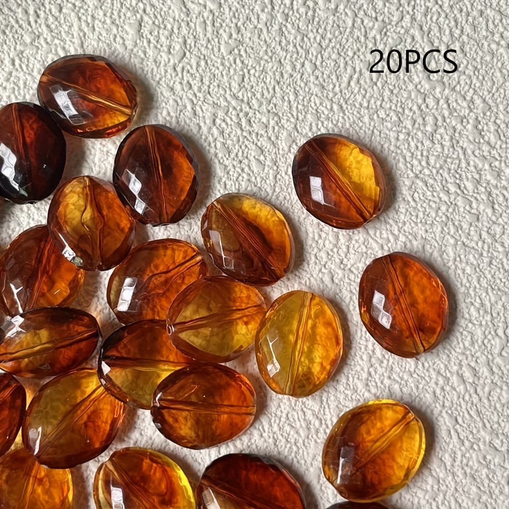 TEMU 20pcs Amber Round Flat Cut Beads For Necklace Bracelet Accessories Decorative Beads & Bead Assortments