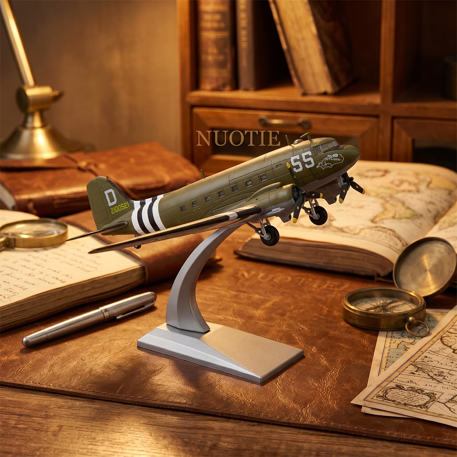 TEMU 1/100 C-47 Dc3 Transport Aircraft Metal Aircraft Model Airplane Diecast Plane Model For Gift