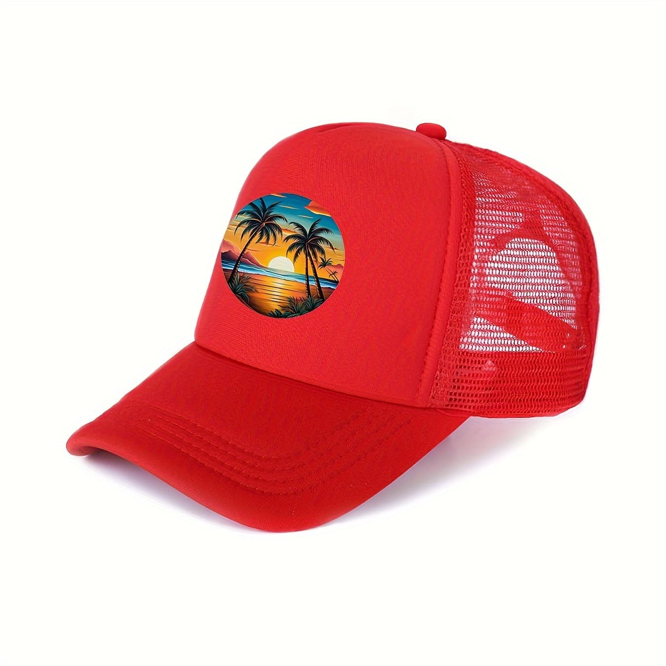 TEMU 1pc Seaside Sunset Landscape Print Golf Baseball For Men And Women With Adjustable Back Mesh Surface For And Outdoor Activities Wear Casual Fashion Curved Baseball Hats