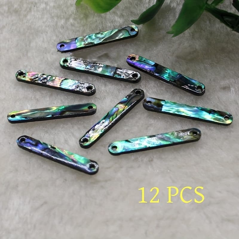 TEMU 12pcs 4*26mm Natural Abalone Shell Double Hole Long Strip Connecting Piece Pendant Diy Handmade Jewelry Accessories Necklace Earrings Material