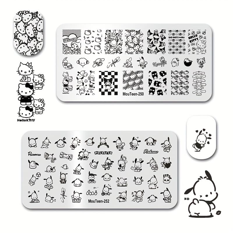 TEMU 2pcs Cartoon, Mixed, Nail Stamping Templates