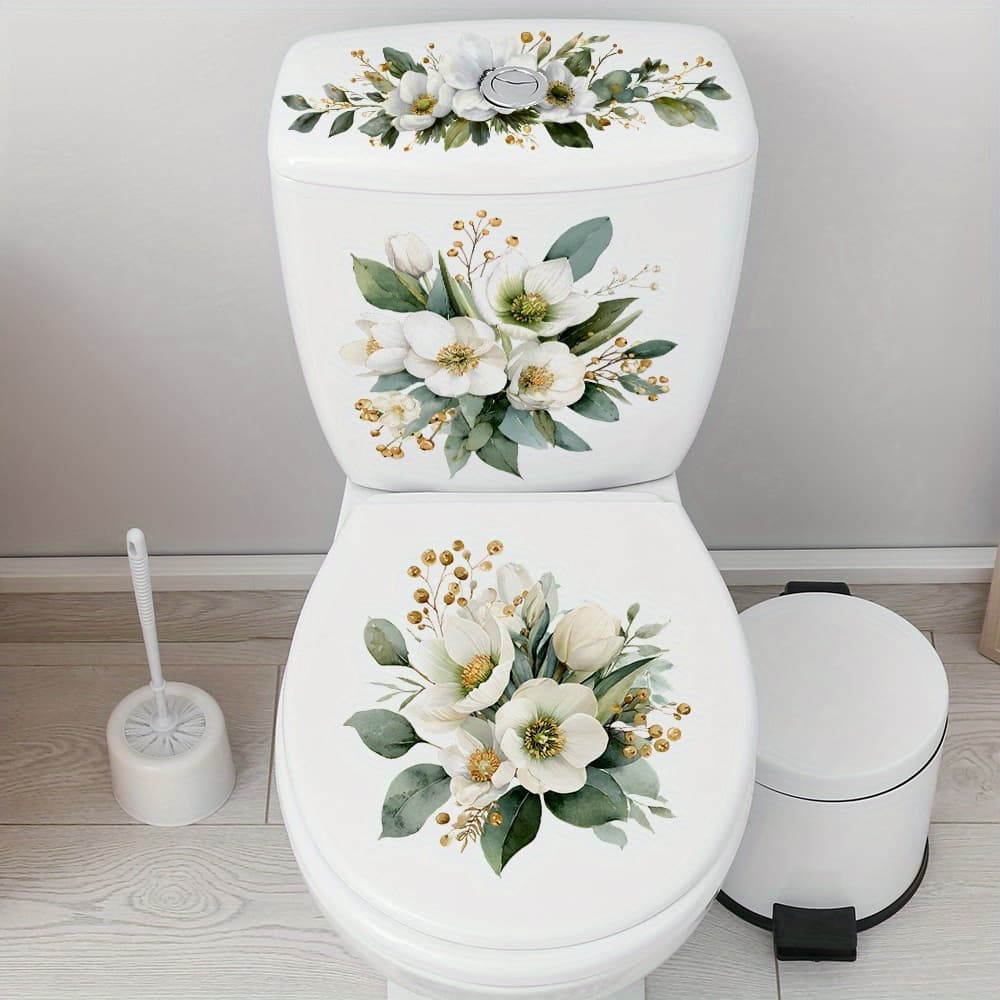 TEMU Light Floral Toilet Stickers, Self-adhesive And, Perfect For Beautifying Toilets In Rental Homes Or Guesthouses